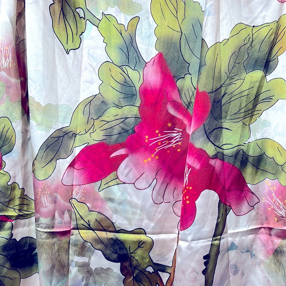 100% Silk Floral Scarf Vintage Double Sided - Picture 2 of 7